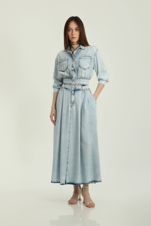 ETEK ÖNÜ PİLELİ UZUN ETEK